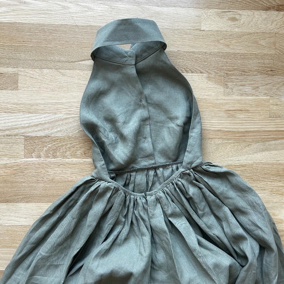 Piece of White Aida Dress Backless linen A-line small gown summer - Picture 7 of 9